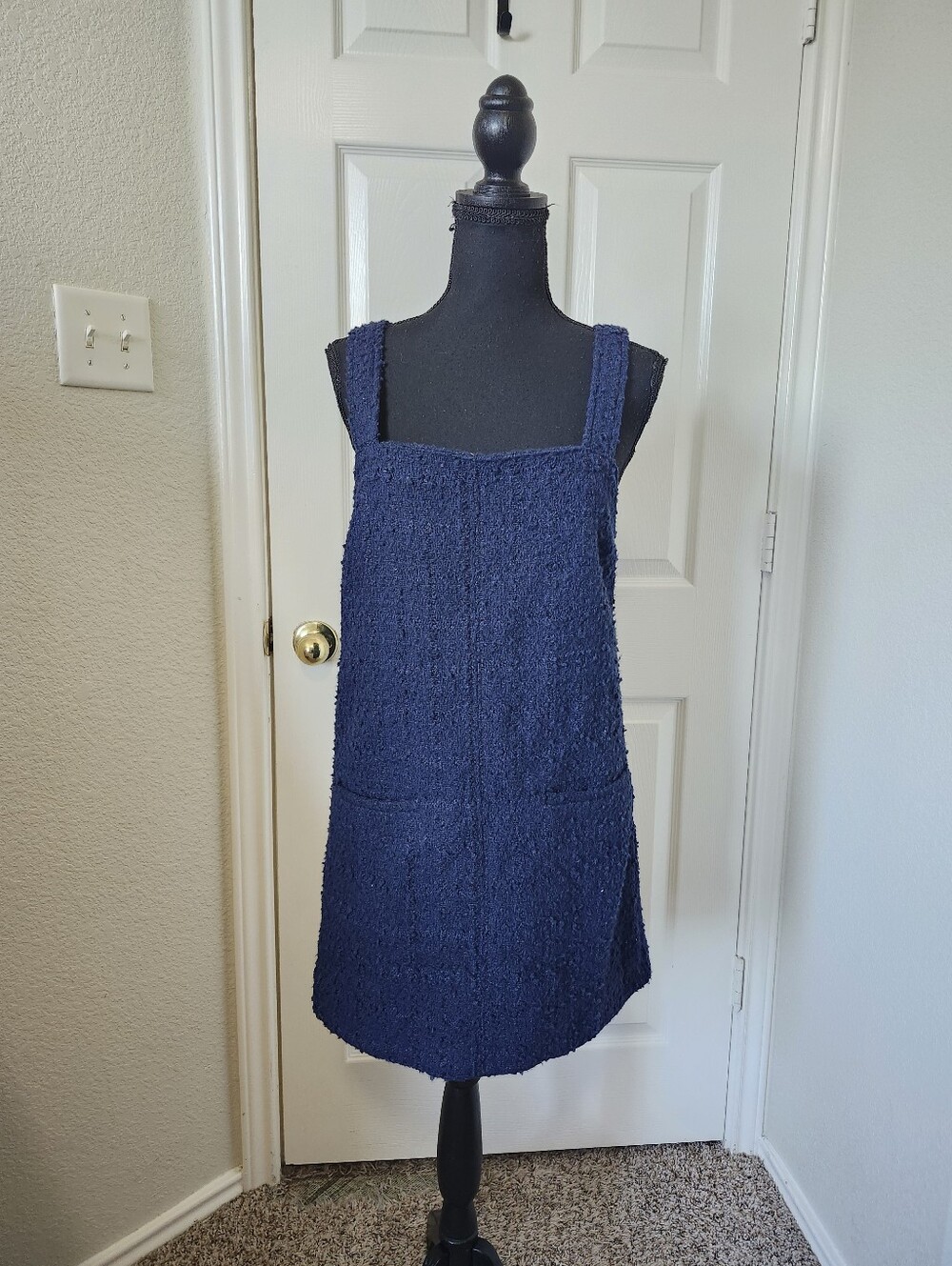 Abercrombie & Fitch Navy Textured Square-Neck Mini Dress